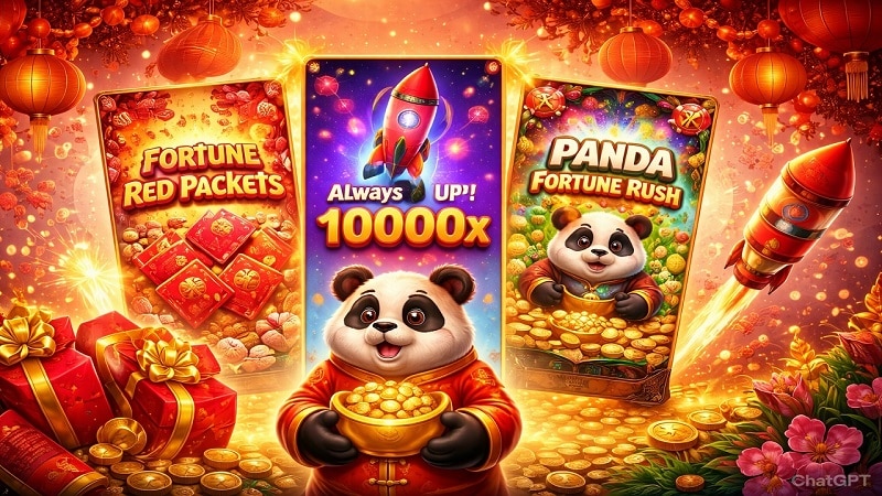 BGaming Chinese Lunar New Year themed slot games featuring panda, red envelopes and fireworks
