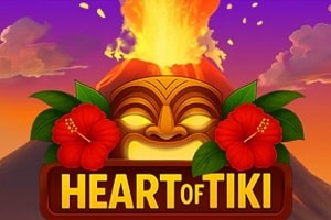 Heart of Tiki slot game by BGaming featuring volcanic tiki symbols and tropical island theme