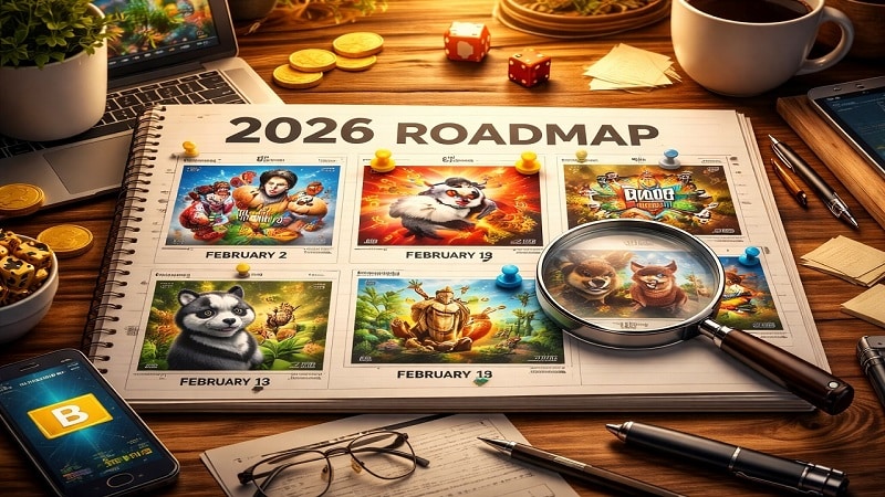 BGaming Q1 2026 roadmap showing upcoming slot and casual game releases