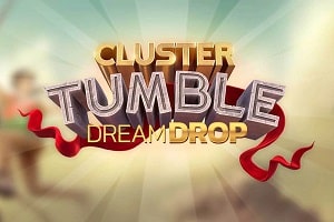 Cluster Tumble Dream Drop cluster pays slot logo by Relax Gaming with cascading symbols and jackpot drops