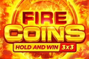 Fire Coins classic slot game Hold and Win splash screen by Playson