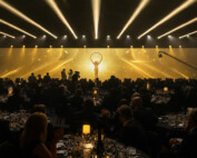 Global Gaming Awards EMEA 2026 trophy on stage during winners announcement ceremony at ICE Barcelona