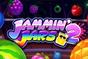 Jammin&rsquo; Jars 2 cluster pays slot logo by Push Gaming featuring colourful fruit symbols
