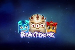 Reactoonz cluster pays slot logo by Play&rsquo;n GO featuring cartoon alien symbols on a grid