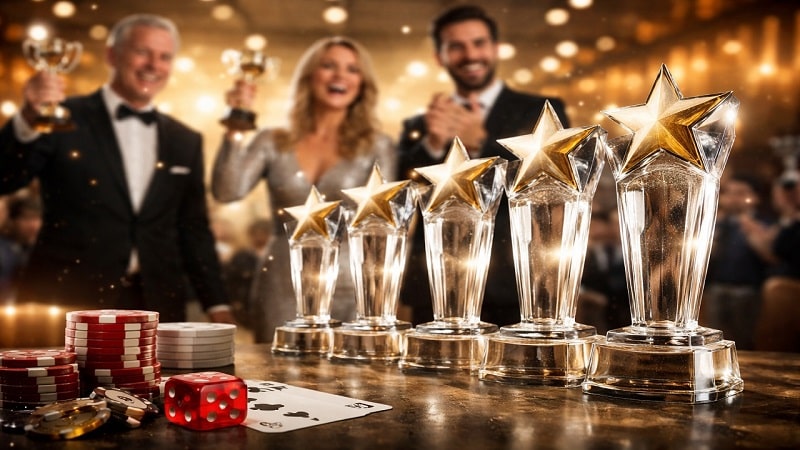 Star-shaped crystal trophies presented at the SBC Awards Americas 2025 recognising top casino and iGaming companies