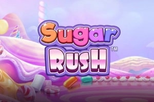 Sugar Rush cluster pays slot logo by Pragmatic Play with candy themed symbols and grid reels