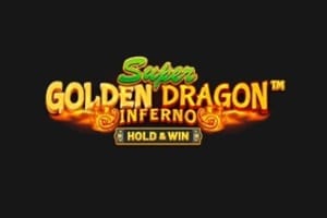 Betsoft Ultimate Golden Dragon Inferno slot machine logo with gold lettering and Hold and Win mechanic on red background