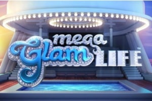 The Mega Glam Life slot game by Betsoft featuring diamond-studded logo and luxury yacht theme
