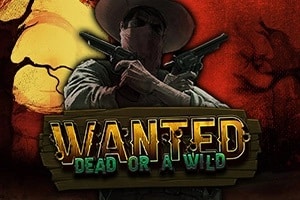 Wanted Dead or a Wild slot logo by Hacksaw Gaming with wild west themed symbols and grid layout