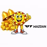 Wazdan casino software provider logo with gold coin mascot character representing adjustable volatility slot games