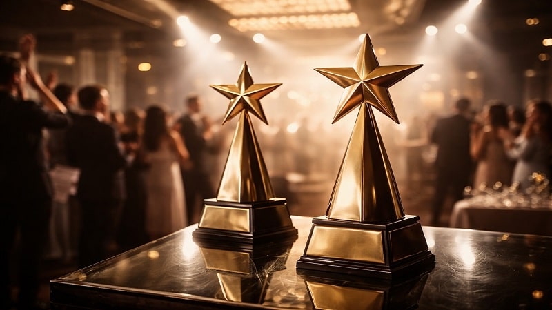 Awards trophies at an iGaming industry event celebrating winners at the SiGMA Africa Awards 2026