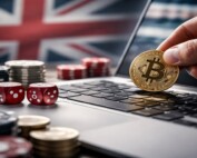 UK online gambling concept showing cryptocurrency used for casino betting following UK Gambling Commission discussions on allowing crypto payments