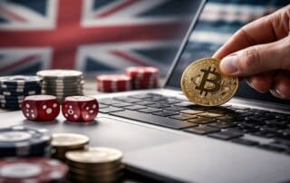 UK online gambling concept showing cryptocurrency used for casino betting following UK Gambling Commission discussions on allowing crypto payments