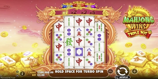Mahjong Wins Triple Pot Slot Game | Pragmatic Play – Weekly Review Mahjong Wins Triple Pot slot reels showing mahjong tile symbols, multiplier values above the grid and gold coins around the game screen.