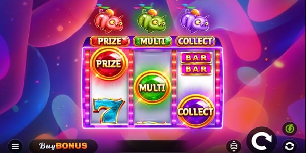 3 Wacky Piggies Hold and Win Slot Game | Kalamba Games – Weekly Review 3 Wacky Piggies Hold and Win slot reels showing prize, multi, collect, bar and 7 symbols with flying pig characters above the reels.