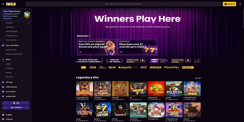 iWild Casino Homepage Image