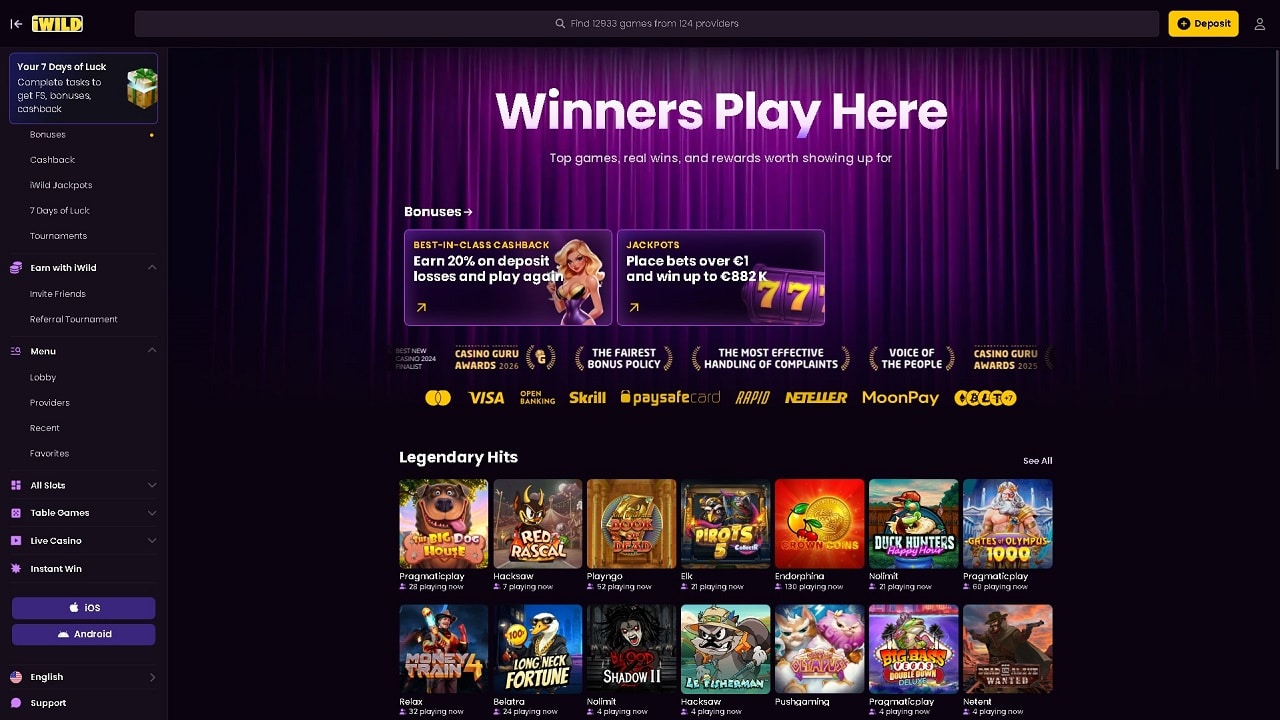 iWild Casino Homepage Image